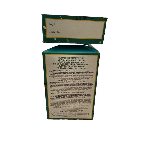 Burt’s Bees Lip Balm + Hand Cream Gift Set Merry Melon Holiday - New - Picture 2 of 3